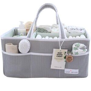 Grey Newborn‎ Baby Diaper Caddy Large Organizer Tote Bag Travel Shower Bag